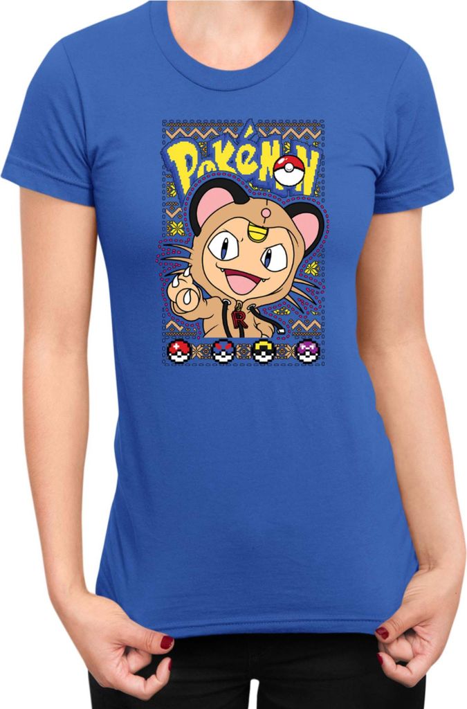 Damen T-Shirt Japan Manga Anime Comics Pokemon 031, Lady L / Blau