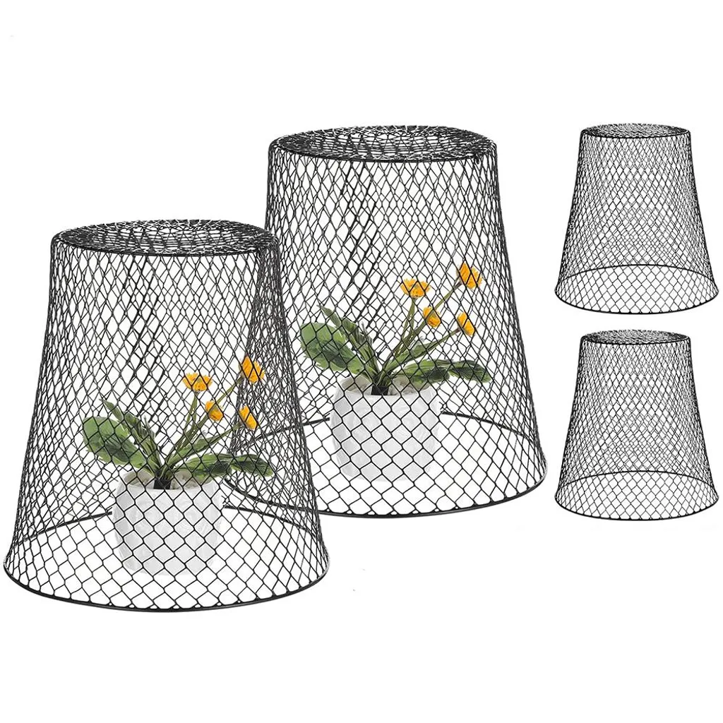 Cloche de Jardin Protection des Plantes en Grillage Métallique Noir x4
