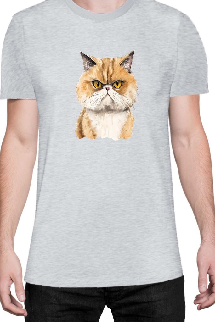 Herren T-Shirt Funny Cats Breeds Exotic Shorthair Cat, Man 3XL / Grau