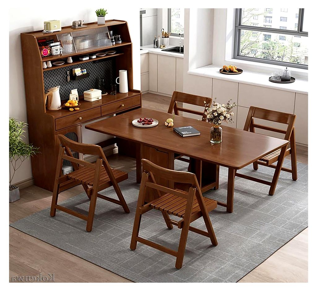 Klapptisch aus Holz, erweiterbarer Esstisch für die Familie mit Stauraum, ideal für platzsparende Lösungen in Wohnzimmer, Küche und Bauernhaus