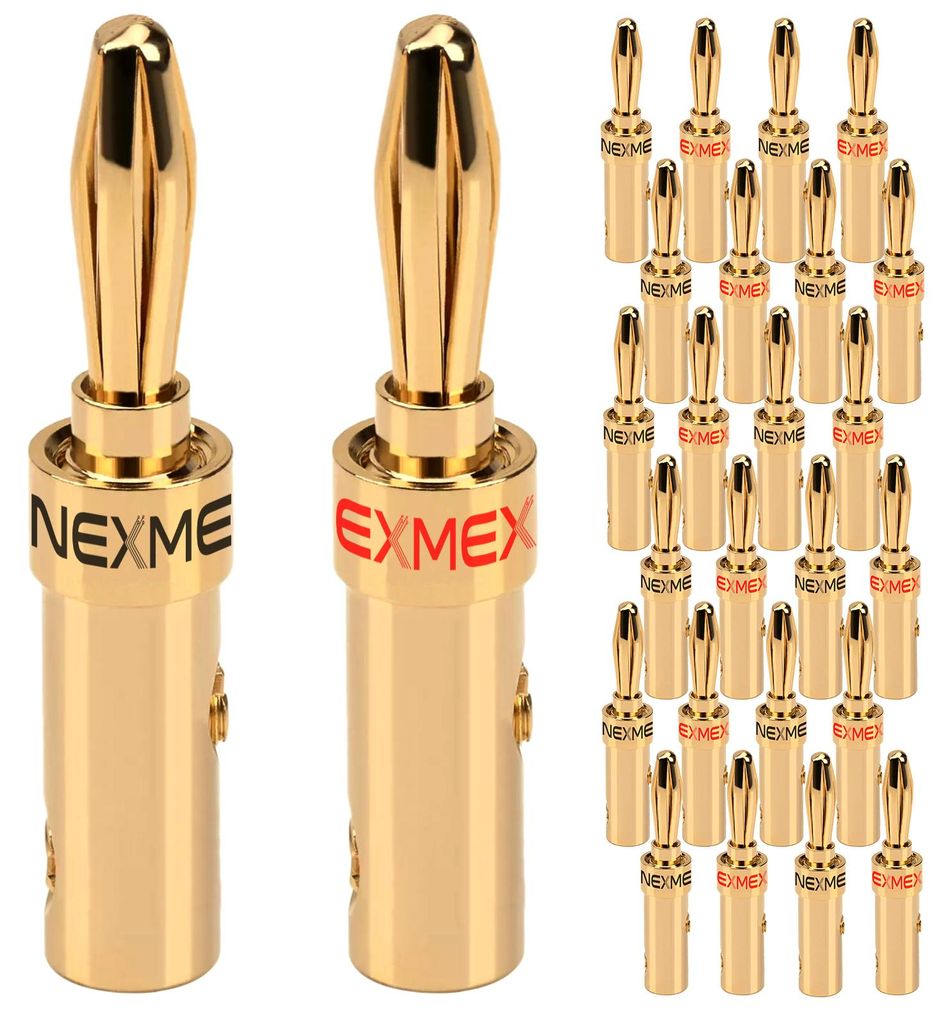 Bananenstecker 4mm schraubbar vergoldet 28x NEXMEX Stecker Produktbild 