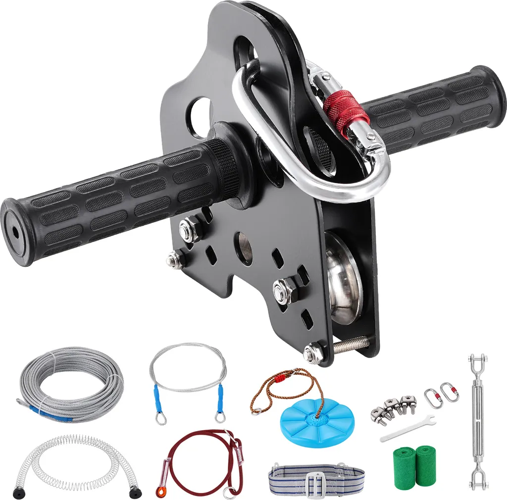 Tyrolienne de Jardin 120 Pieds en Acier Inox SucceBuy - Kit Complet 226kg