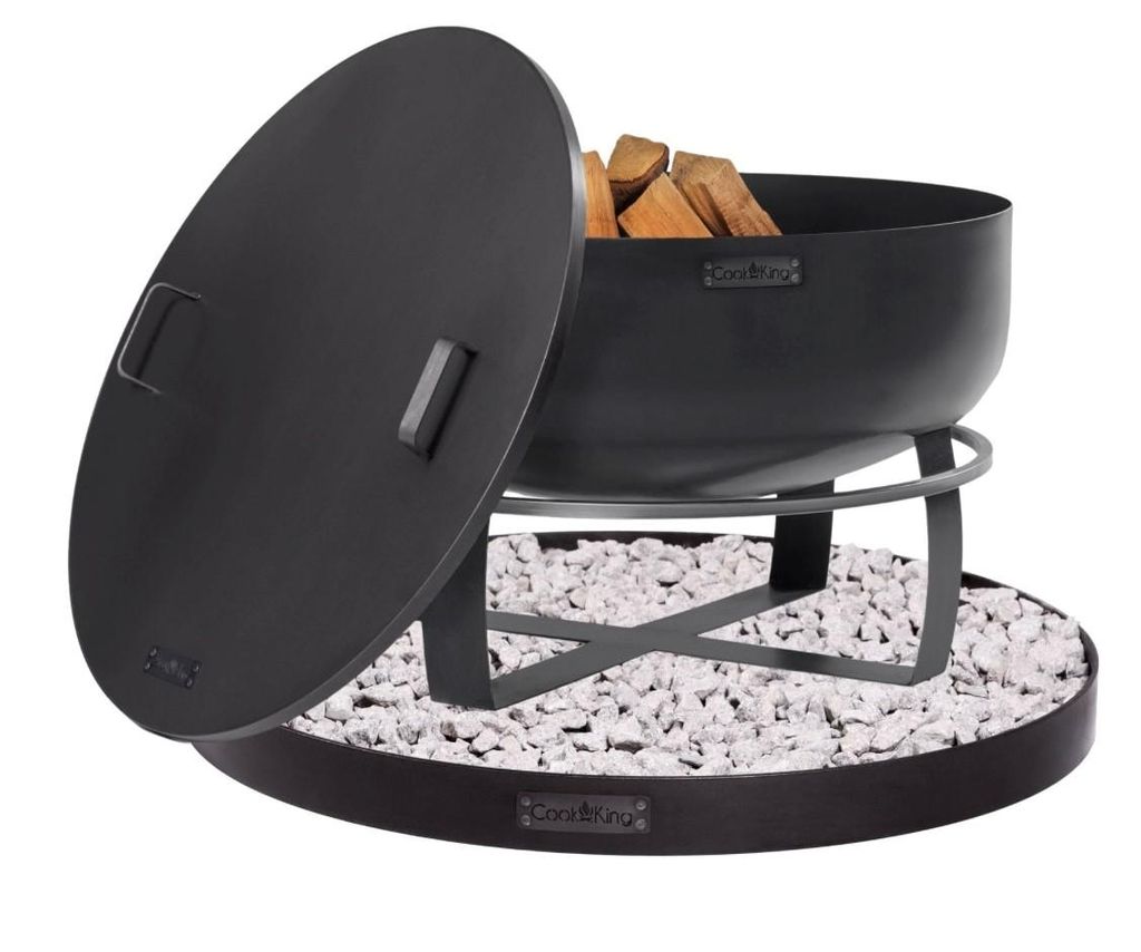 Feuerschale VIKING XXL Ø80cm + Deckel + Steinbasis Feuerstelle Lagerfeuer Garten