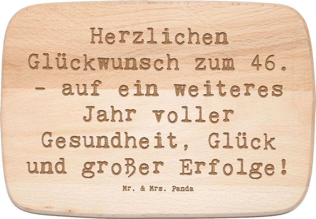 Mr. & Mrs. Panda Schneidebrett Spruch 46. Geburtstag Glückwünsche - Transparent - Geschenk, herzlichen Glückwunsch, schneidbrett, Gesundheit, Al...