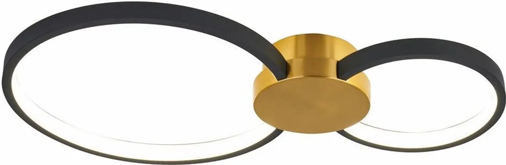 Grand plafonnier LED pour salon et bureau Condida noir doré 50cm