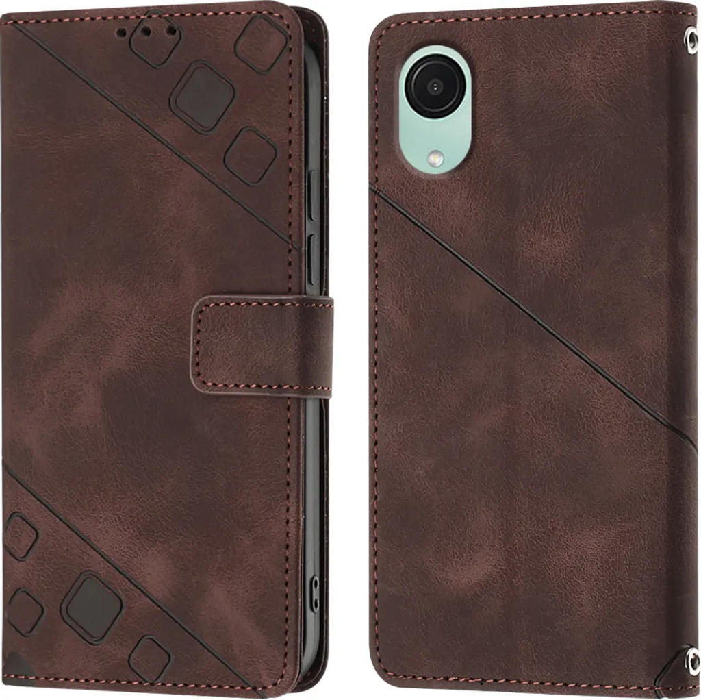 Cover Portafoglio Samsung A04 Core Marrone con Stand e Porta Carte