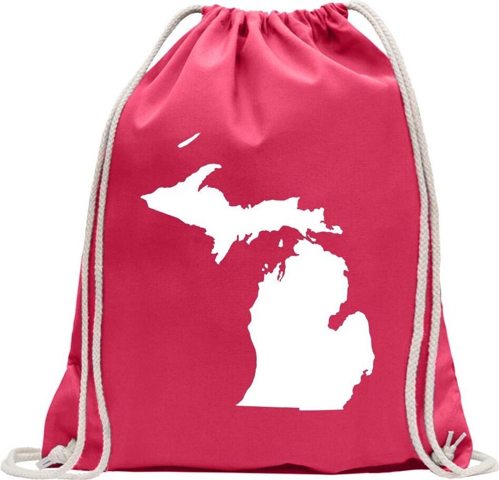 Kiwistar - Turnbeutel - pink - USA - Bundesstaat - Michigan - Fun Rucksack Sport Beutel Gymsack Baumwolle mit Ziehgurt