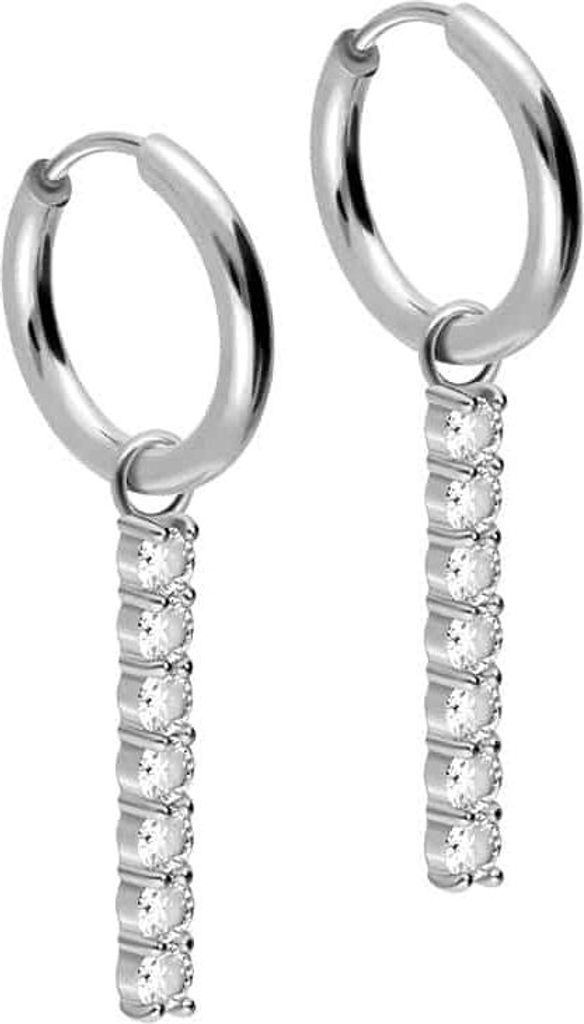 Chirurgenstahl Ohrclicker Creolen KRISTALLBALKEN Silber Innendurchmesser: 10mm + Designstärke: 2mm