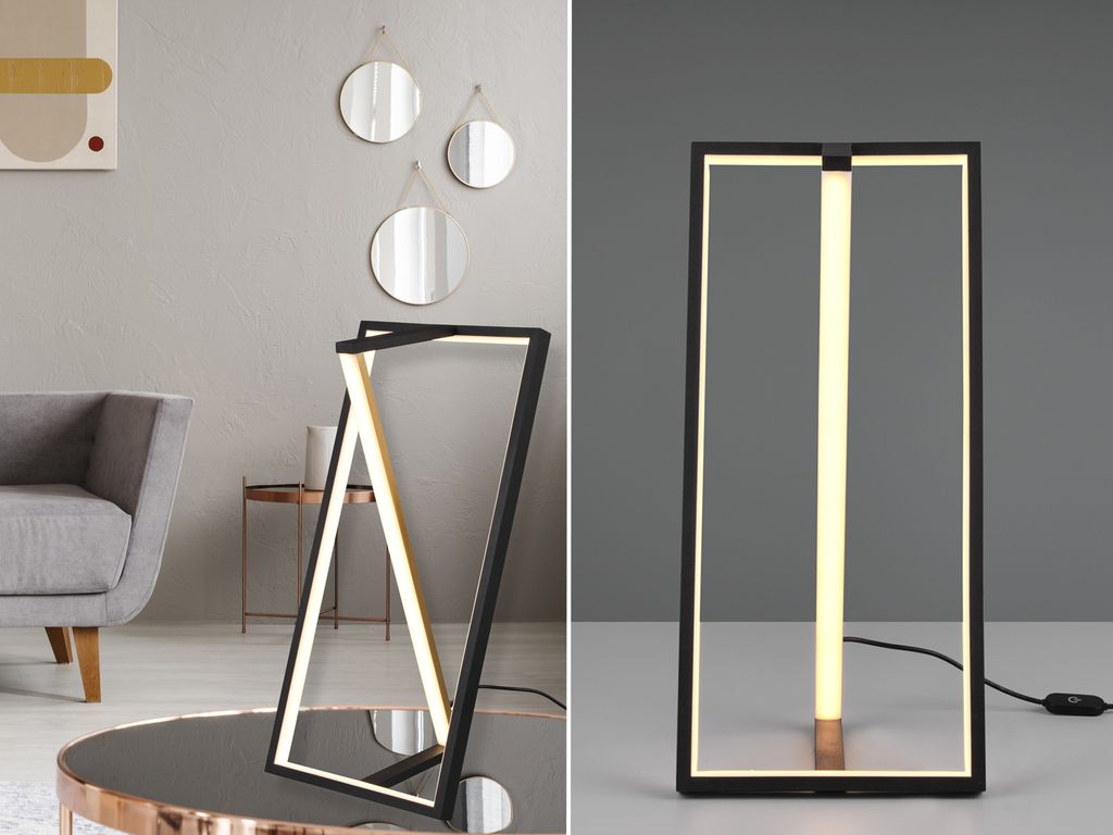 Trio Leuchten - Design Tischleuchte I Tischlampe I Lampe I Leuchte schwarz mit Gold I Messing inkl. LED 3-stufig dimmbar in Kelvin - Milena Dimmer ...