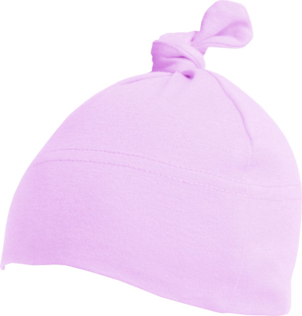 Babybugz Baby Mütze mit Knoten / Bommel BC2520 (Einheitsgröße) (Puderrosa)