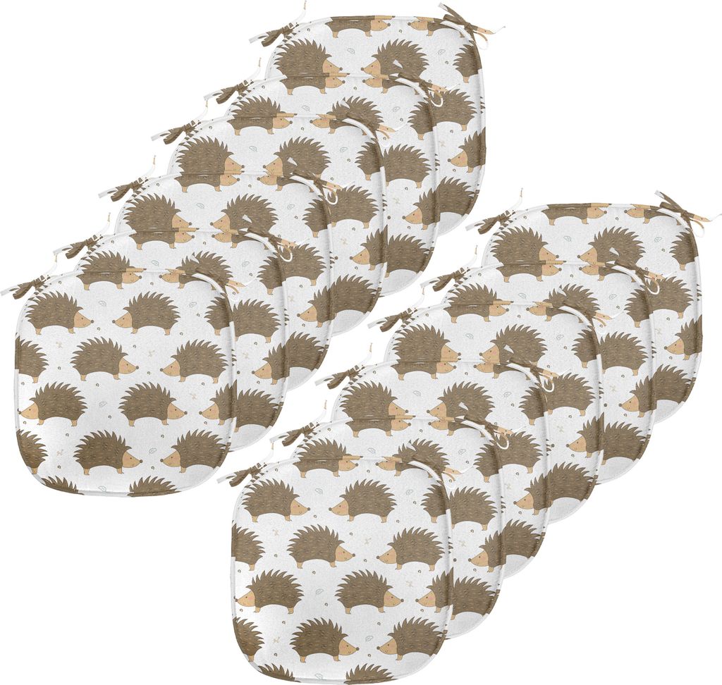 ABAKUHAUS Igel Polster für Esszimmerstühle, Cartoon Porcupines, Dekoratives wasserfestes Kissen mit Riemen für Küchensitze, 40 cm x 40 cm-12er ...