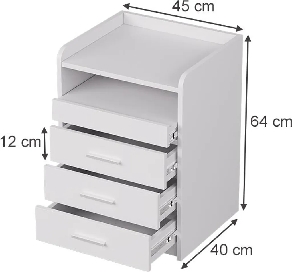 Table de Nuit pour Chambre Parentale Vicco Edis 57746 Blanche Lot de 2 Unités - 3