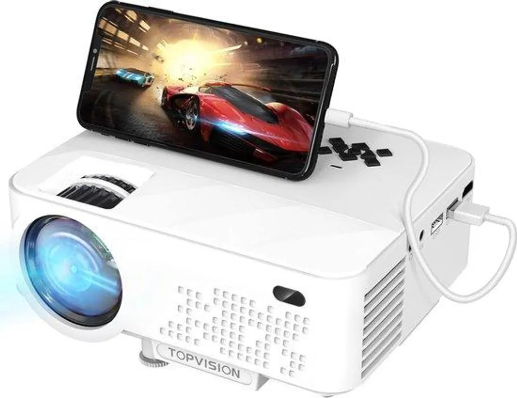 Vidéoprojecteur LED compact blanc Full HD 2400 lumens avec HDMI intégré