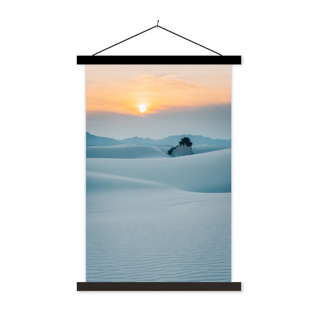 MuchoWow Textilposter Orange - Sand - Weiß 120x180 cm mit schwarzem Rahmen - Fotos