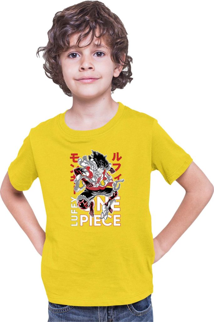 Kinder T-Shirt Japan Anime Manga One Manga Piece Anime Luffy 02 Luffy Dance, 5-6 Jahr - 116 / Gelb