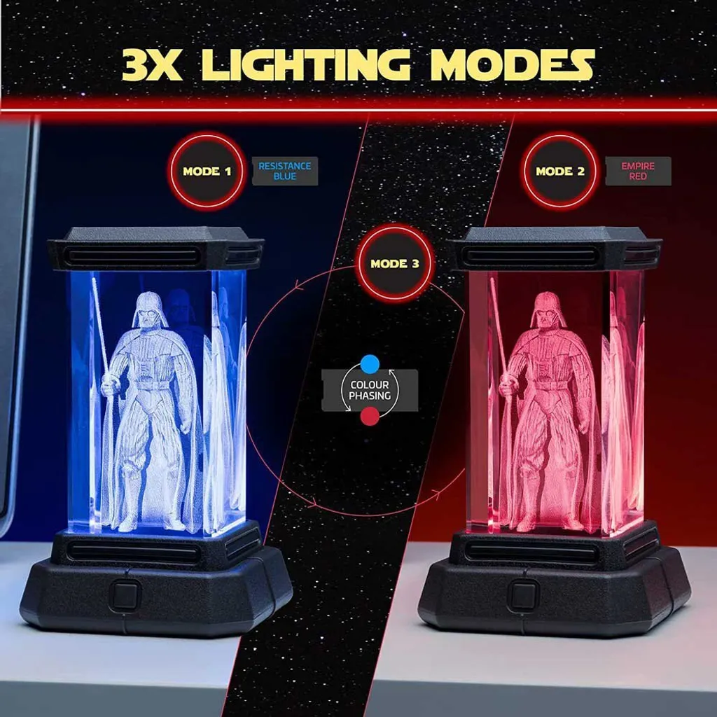 Lampe 3D Dark Vador Multicolore Holographique avec Socle Tactile Noir