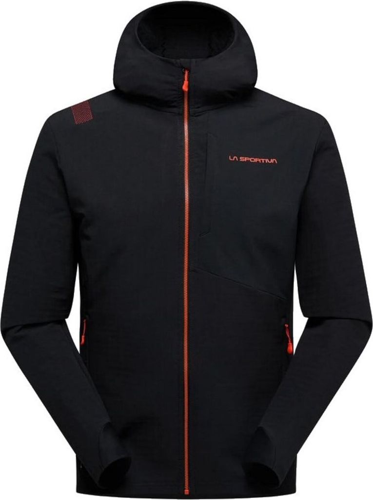 Descender Storm Jkt M, Ski Mountaineering, Man, Fleece, K00R22 Black/Cherry Tomato, XL - La Sportiva