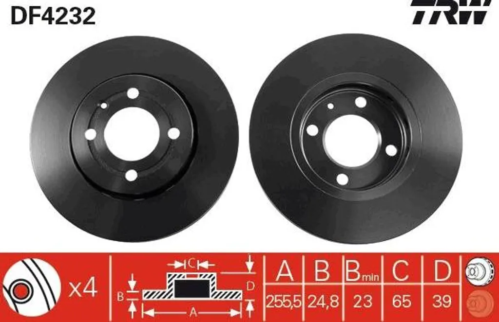 Freinage sûr : Disque TRW DF4232 (6N0615301E) pour VW Lupo / Polo