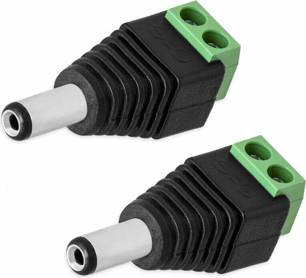 2X DC Stecker Hohlstecker 2,1 mm Adapter Terminal Block Netzteil Schraubbar