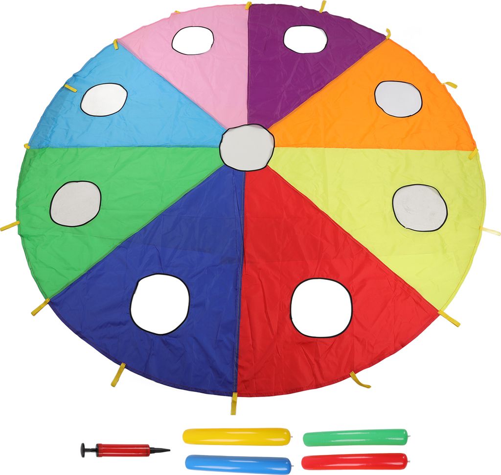 Kinder Regenschirm Fallschirm Spielset 9 Löcher Runde Form Aufblasbares Stock Maulwurf Hämmerspiel für Draußen