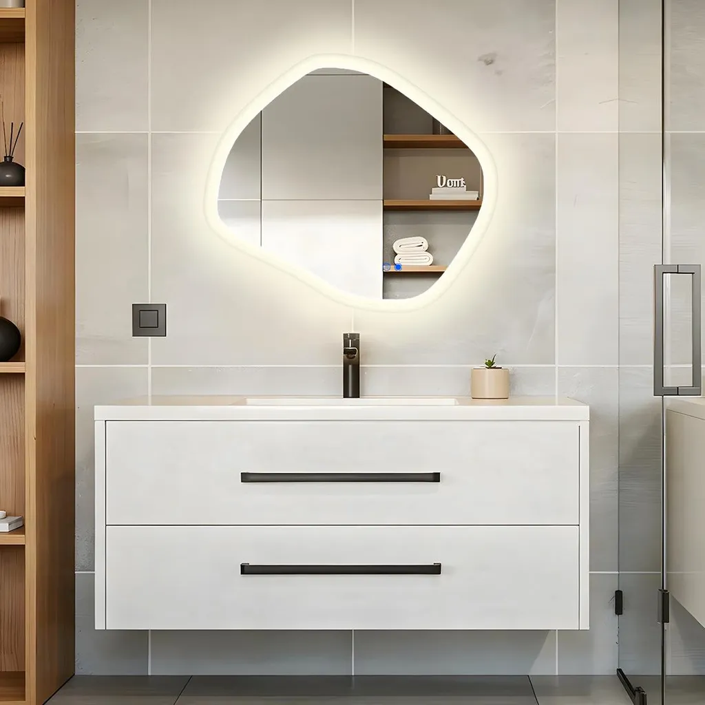 Miroir LED design asymétrique avec fonction anti-buée Artforma 84x74cm