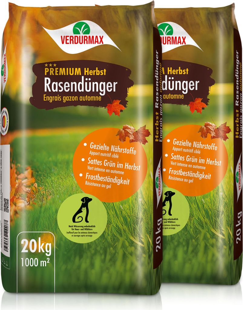 2x20 kg VERDURMAX Premium Herbst Rasendünger