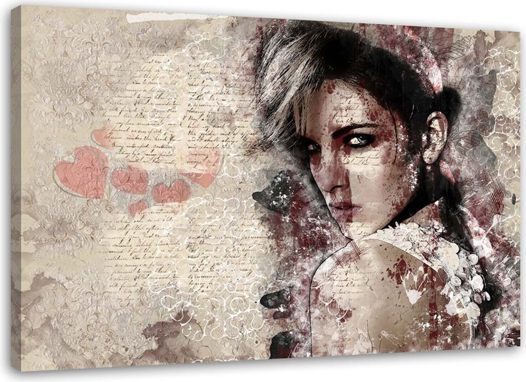 Leinwandbild schöne frau - abstrakt 90x60 cm Feeby beige wandbild bereit zum aufhängen