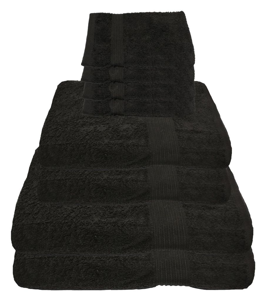 Julie Julsen Handtuch Sets 600g/m² Schwarz,8 tlg. 2 Bade- 2 Handtücher 4 Waschhandschuhe