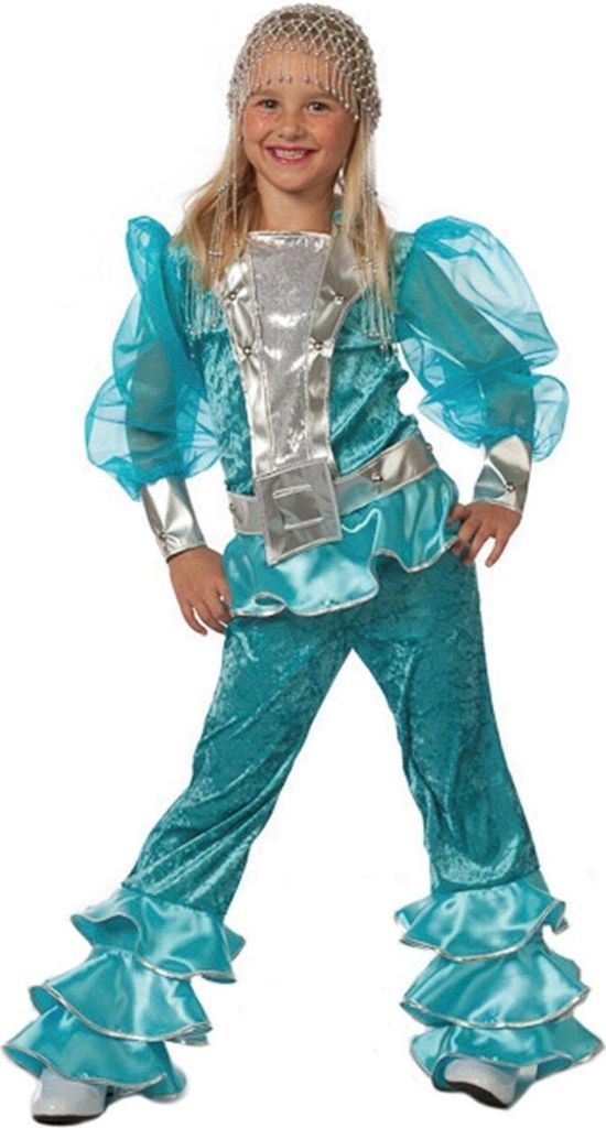 W3149B-140 türkis Kinder Disco Anzug Disco Queen Gr.140