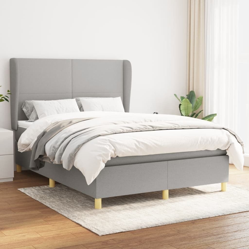 Maison Exclusive - Boxspringbett mit Matratze Hellgrau 140x190 cm Stoff