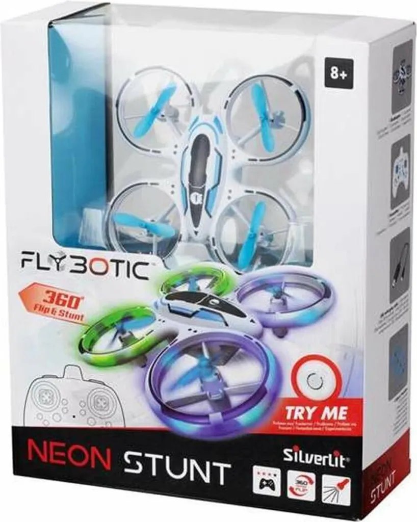 Drone Enfant Antichoc Flybotic Volant Acrobatique Néon Transparent
