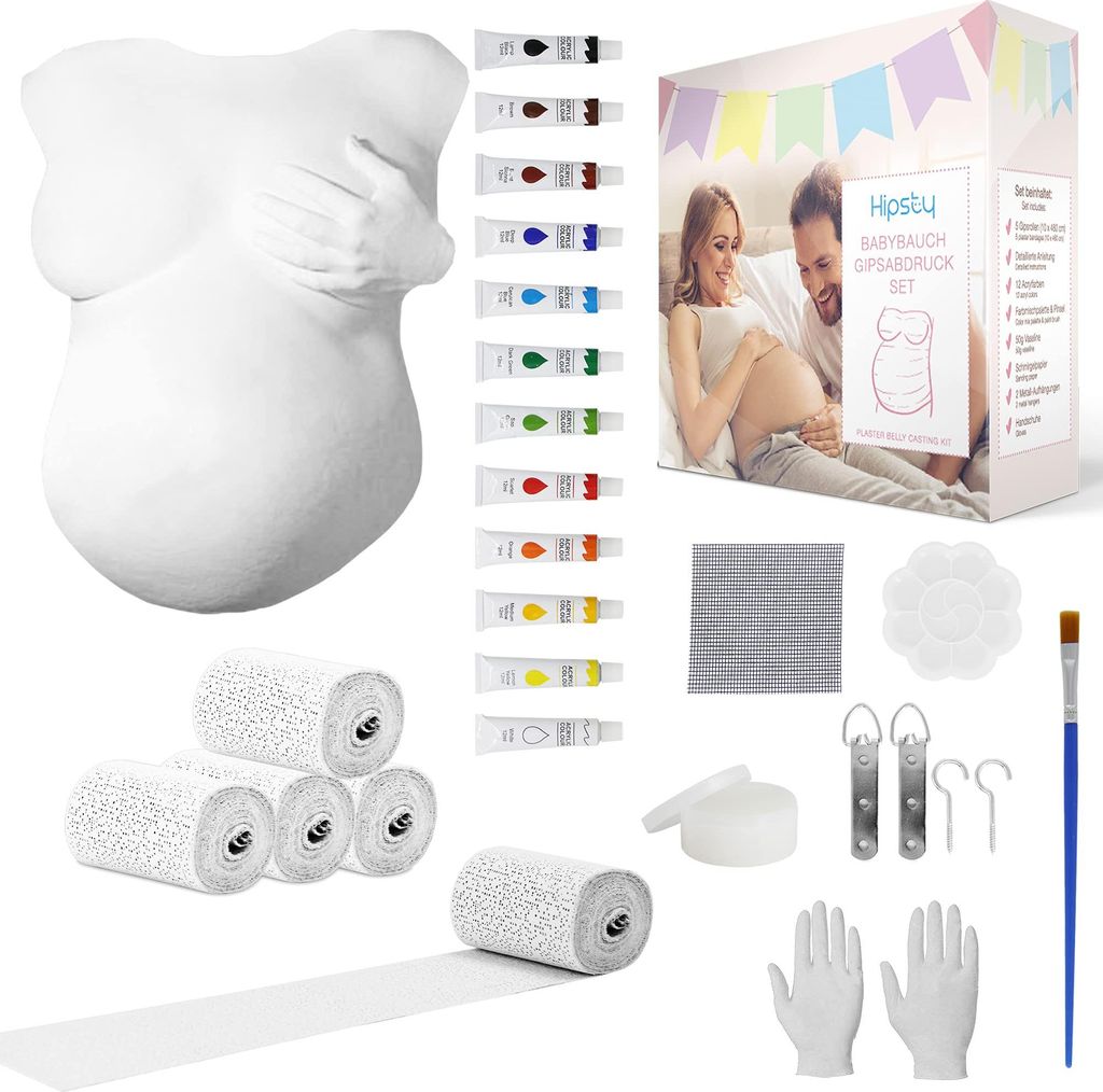 Hipsty Gipsabdruck Babybauch Set mit (23m) Gipsbinden, 12 Produktbild 