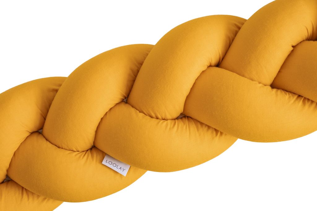 400 cm GELB Geflochtenes Kissen Zierkissen Dekokissen Bettschlange Bettumrandung Zugluftstopper Wickeltisch Babybett 100% Baumwolle Premium Geschenk