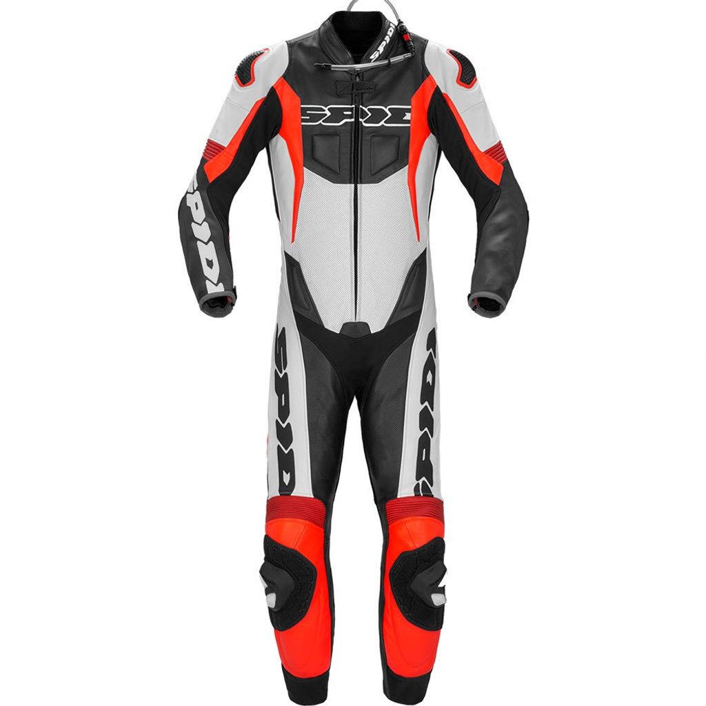Spidi Sport Warrior Pro Perforierte Pro 1-Teiler Motorrad Lederkombi, schwarz/rot, 48