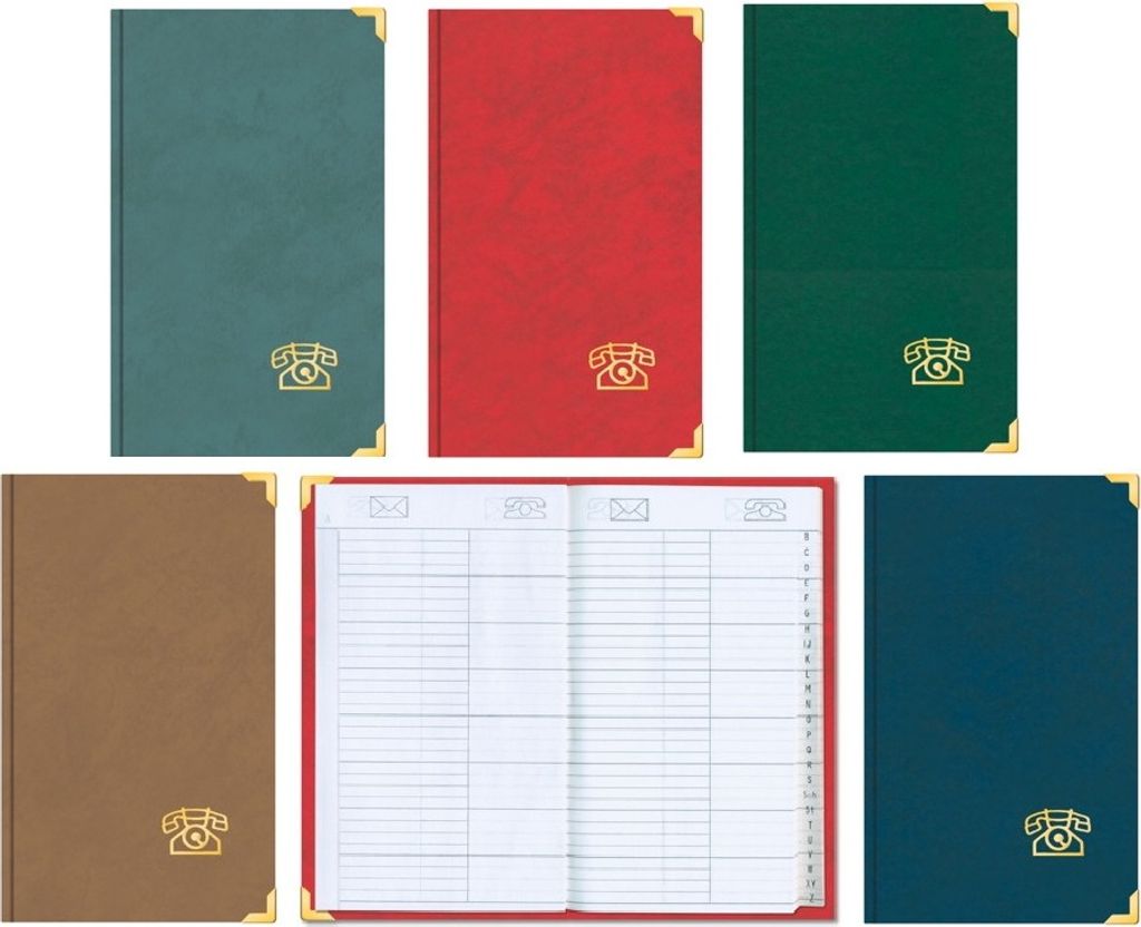 Stylex 49943 Telefon Adressbuch mit Register und Messing-Ecken- 5 Farbvarianten - keine Farbwahl möglich!