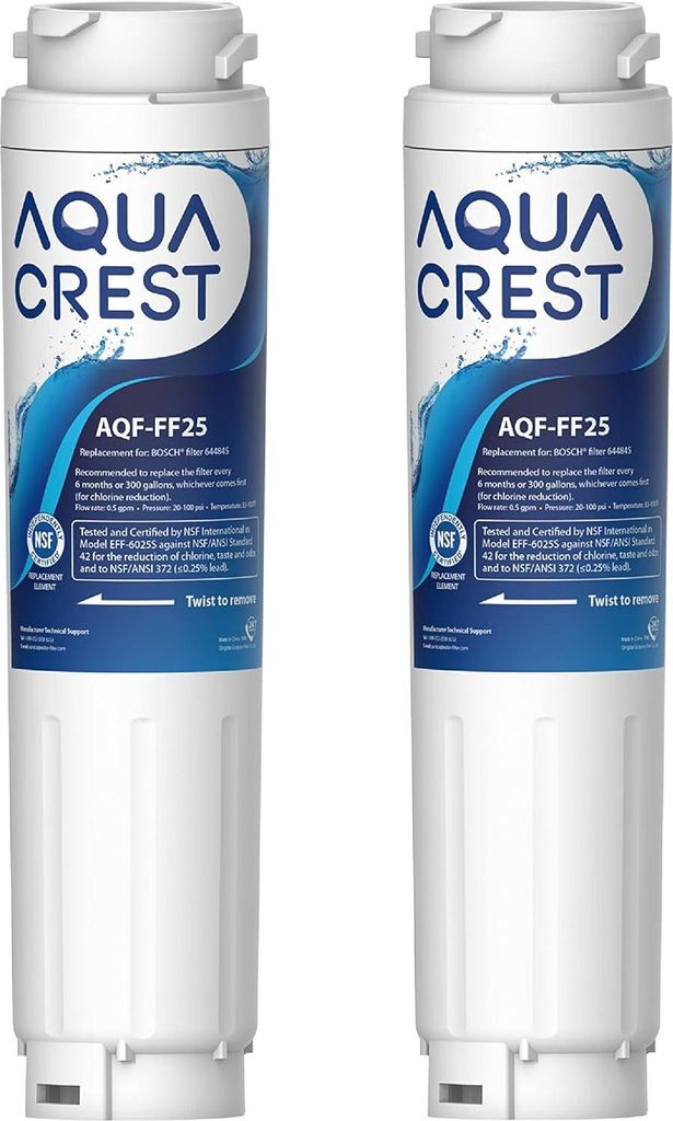 AQUACREST 644845 Wasserfilter Kühlschrank Siemens, Ersatz für Bosch Ultra Clarity Wasserfilter 644845, Kompatibel mit Siemens Bosch Neff 740560(2)