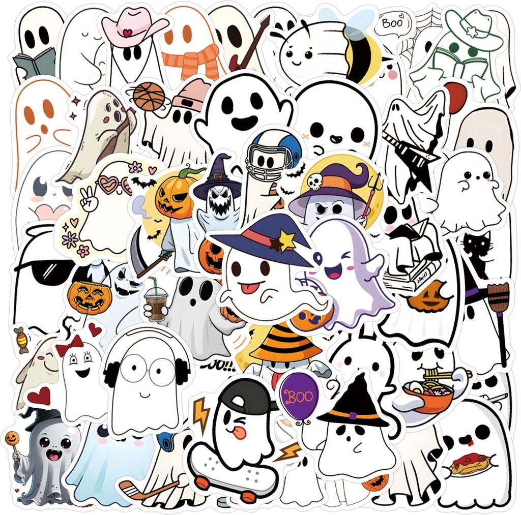 60 Stück Gespenst Aufkleber, Aufkleber Pack,Wasserdicht Vinyl Stickers,Auto Laptop Telefon Gitarre Skateboard Motorrad Fahrrad Ghosts Stickers Set...