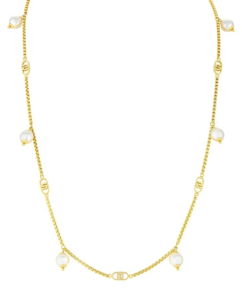 Collier fini doré brillant et perles synthétiques LJ2915 de qualité