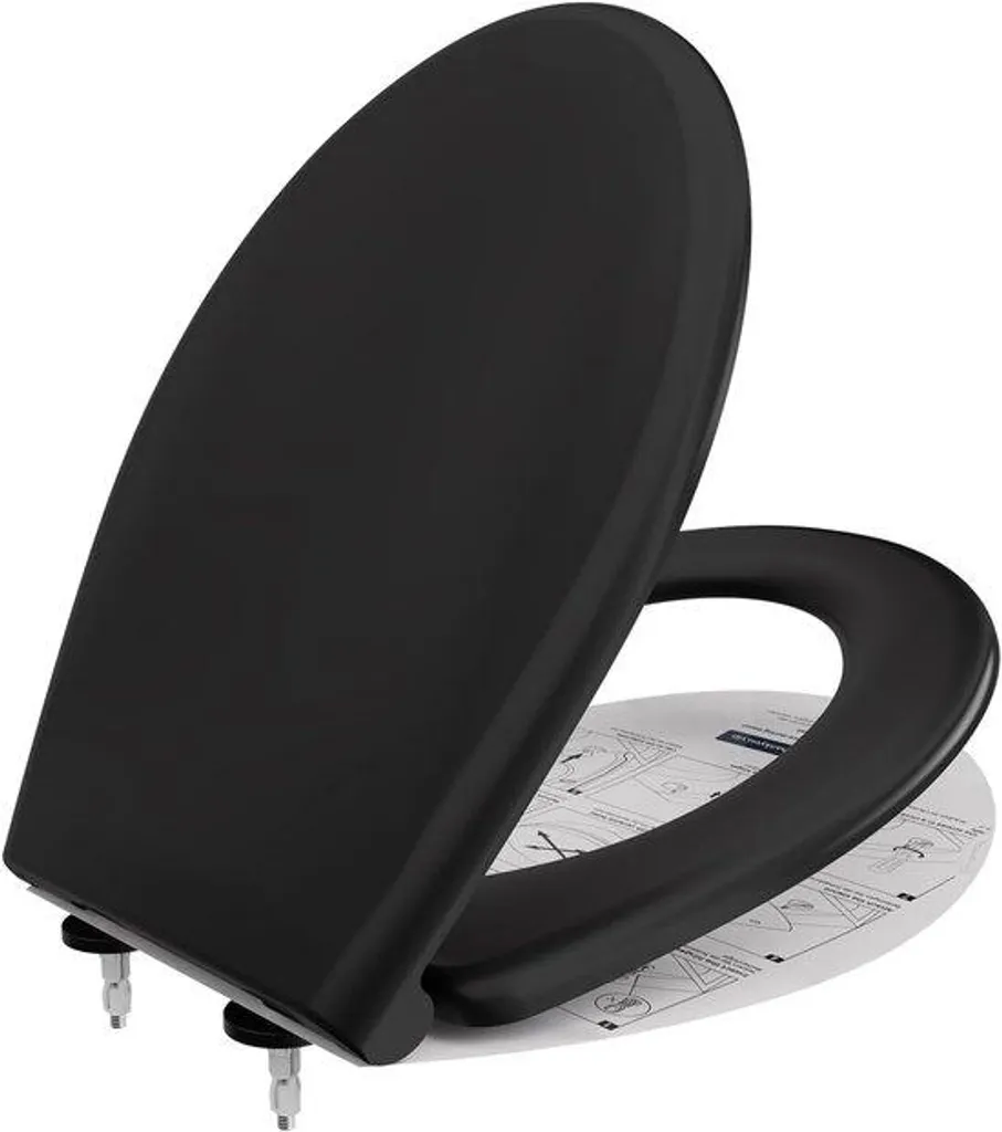 Abattant WC noir mat avec frein de chute et traitement antibactérien