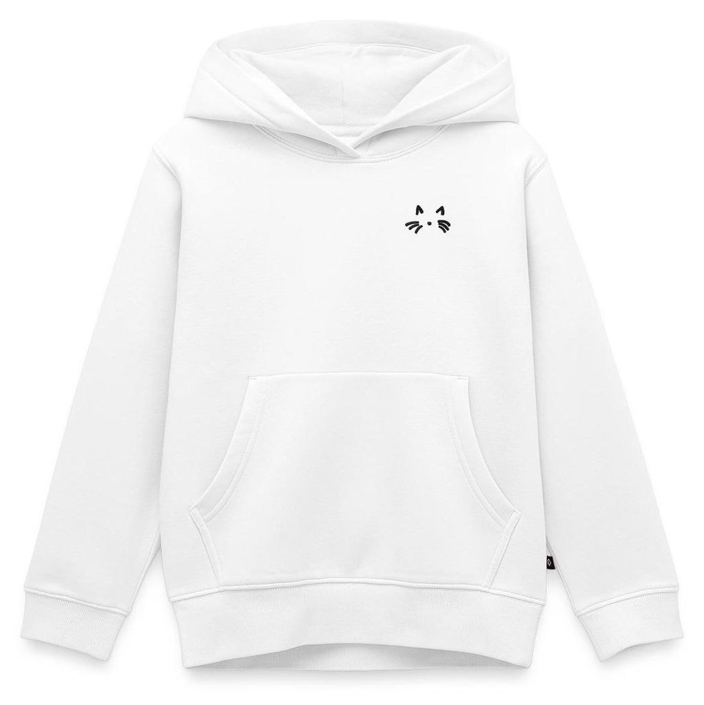 Spreadshirt Katzen Gesicht Kinder Premium Hoodie, 158/164 (12 Jahre), Weiß