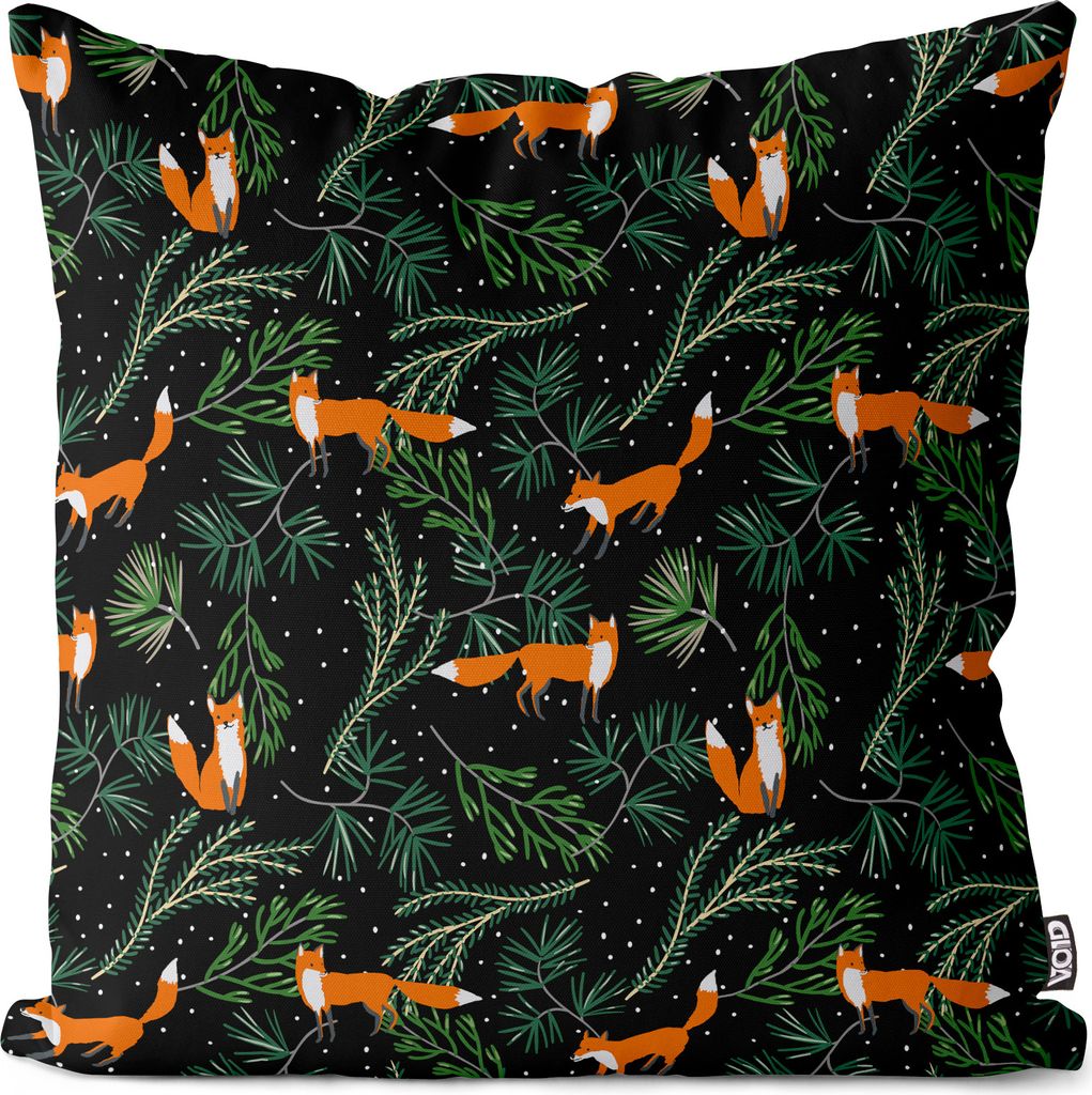VOID Fuchs Wald Schnee schwarz Kissenbezug Kissenhülle Sofakissen Kissen Deko Outdoor-Kissen Dekokissen