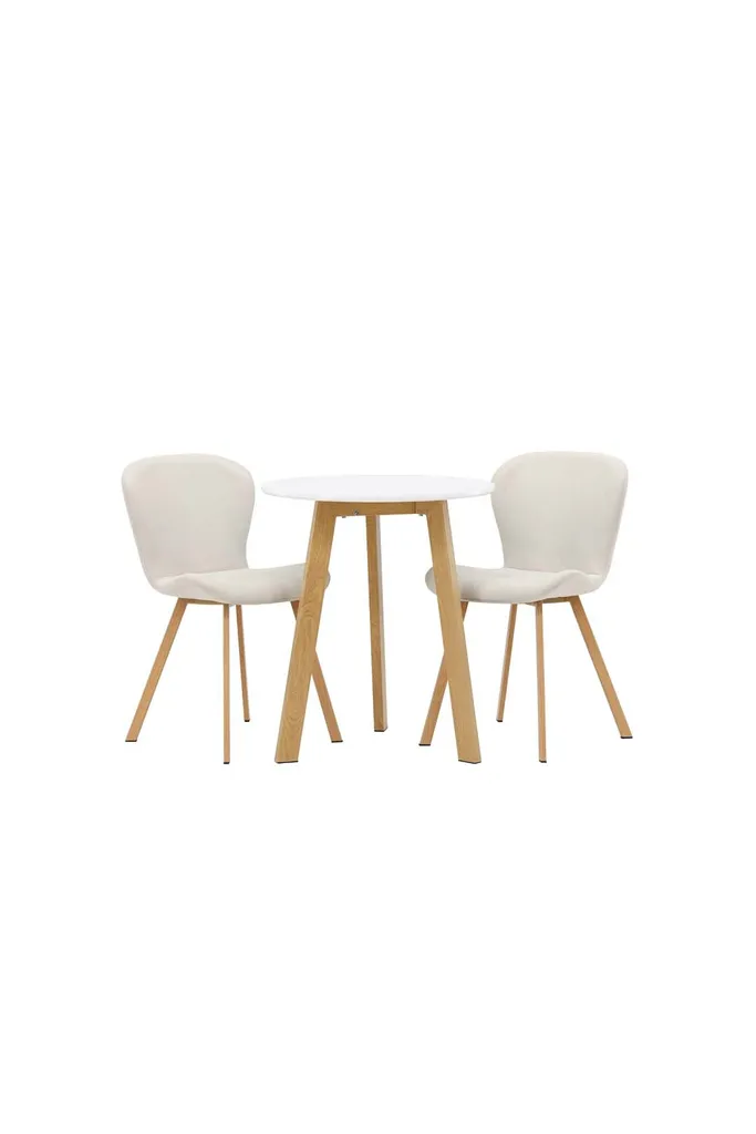 Aménager un petit studio avec cet ensemble table blanche et 2 chaises beige