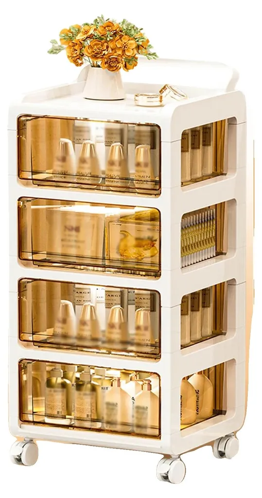 Desserte de rangement mobile à 4 étages pour cuisine ou salle de bain