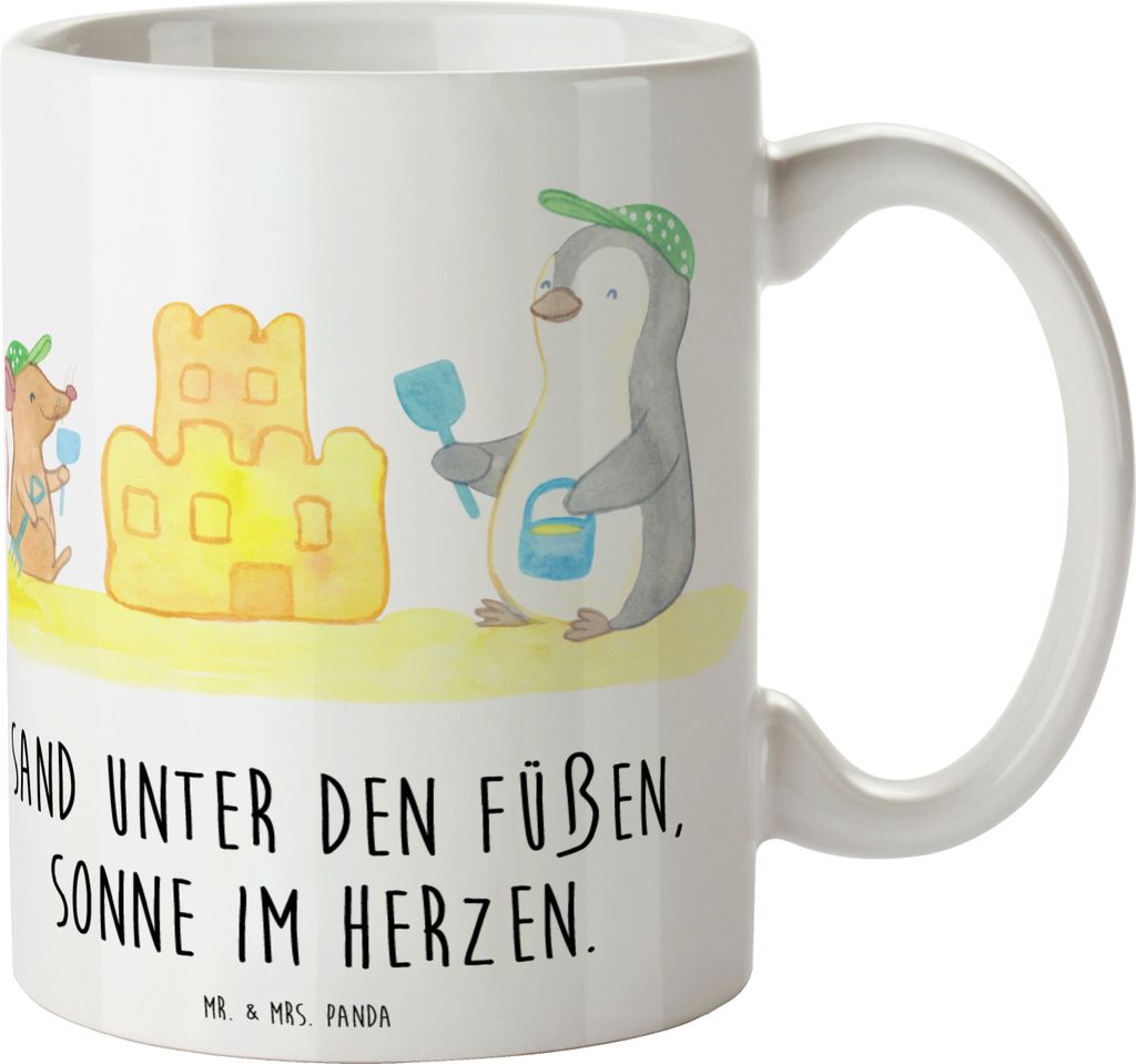 Mr. & Mrs. Panda Kaffeebecher Sommer Meer Strand - Weiß - Geschenk, Winter, Natur, Urlaub Am, Küste, Pott, Teetasse, Kaffeetasse, Küstenurlaub, ...