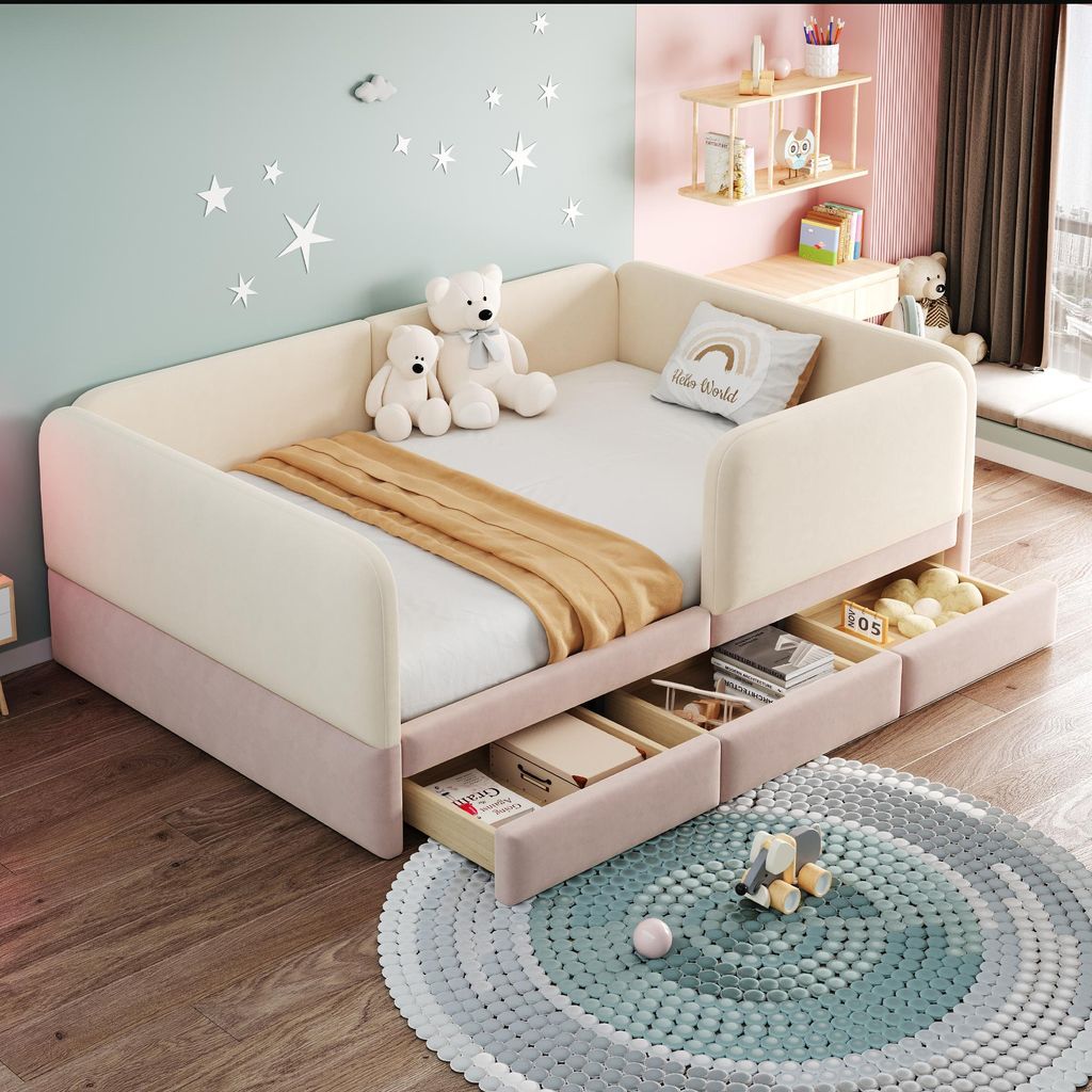 Łóżeczko dziecięce z barierką ochronną, rozkładana sofa Zdjęcie produktu 