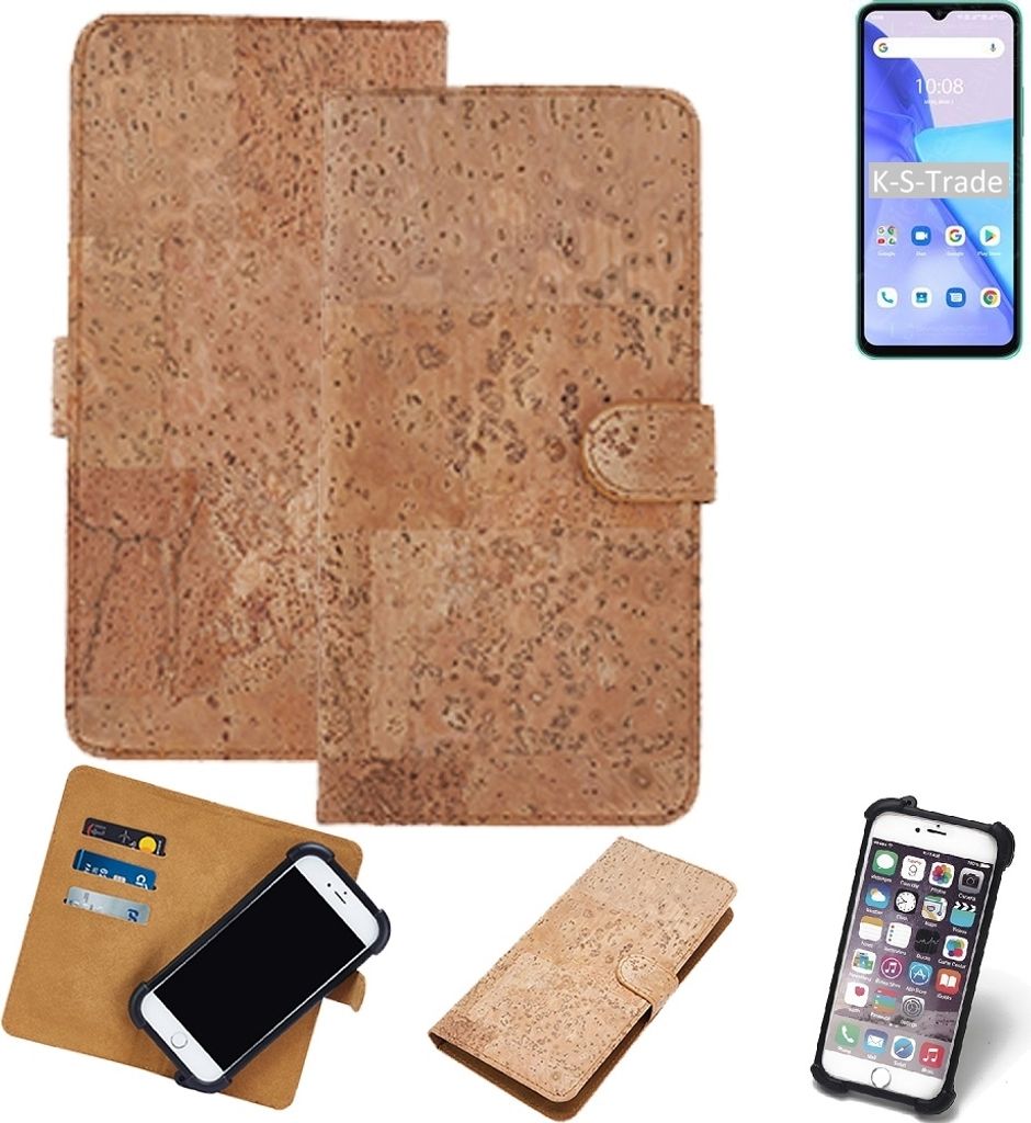 K-S-Trade Hülle kompatibel mit UMIDIGI Power 5 Kork Handyhülle Cover Schutzhülle TPU Case Bumper in Hellbraun, (1x)