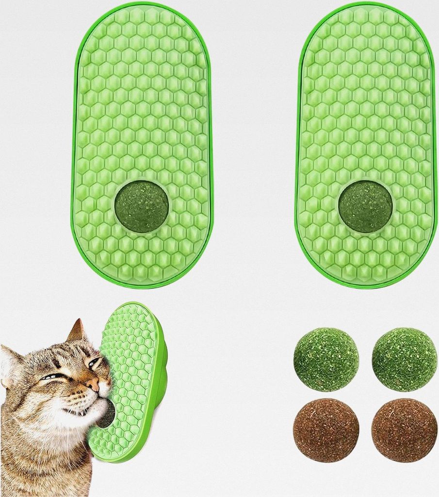 2 Katzenminze Wandball Katzenminze Spielzeug für Katzen Zähne Sauber Essbar Rotierende Katzenminze Ball Gesunde Natürliche Katzenleckerli, Catni...