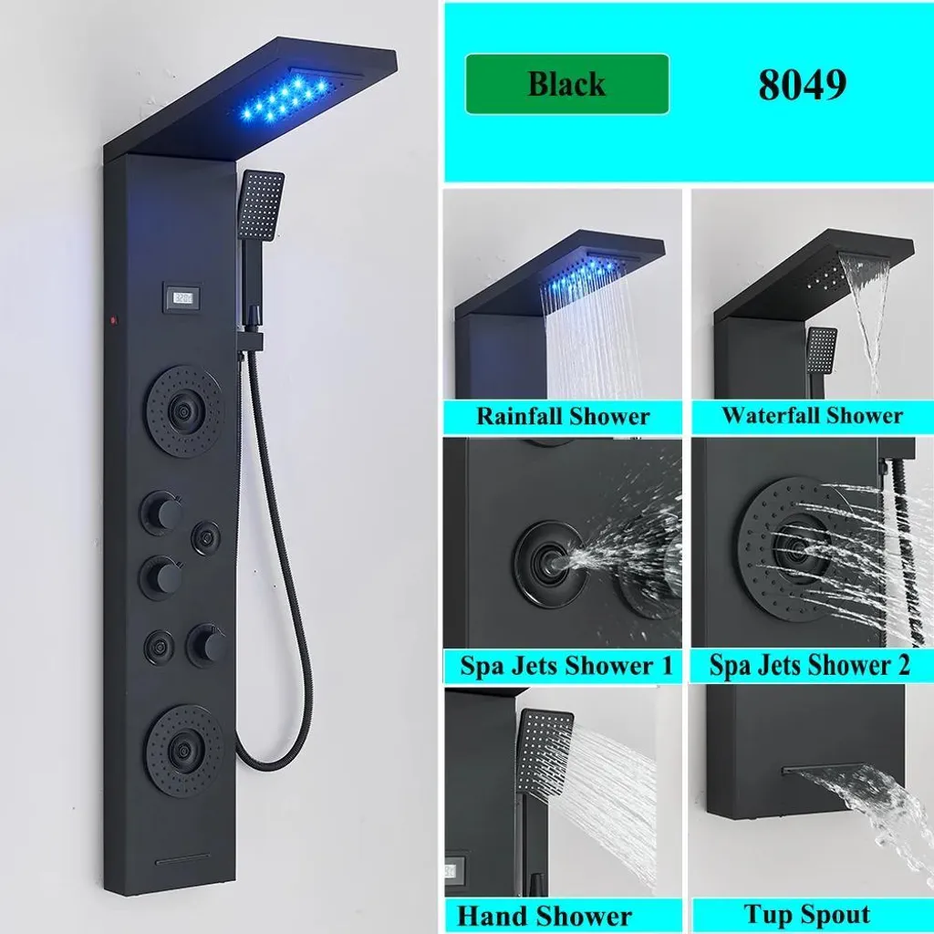 Système de douche complet avec jets de massage et écran de température
