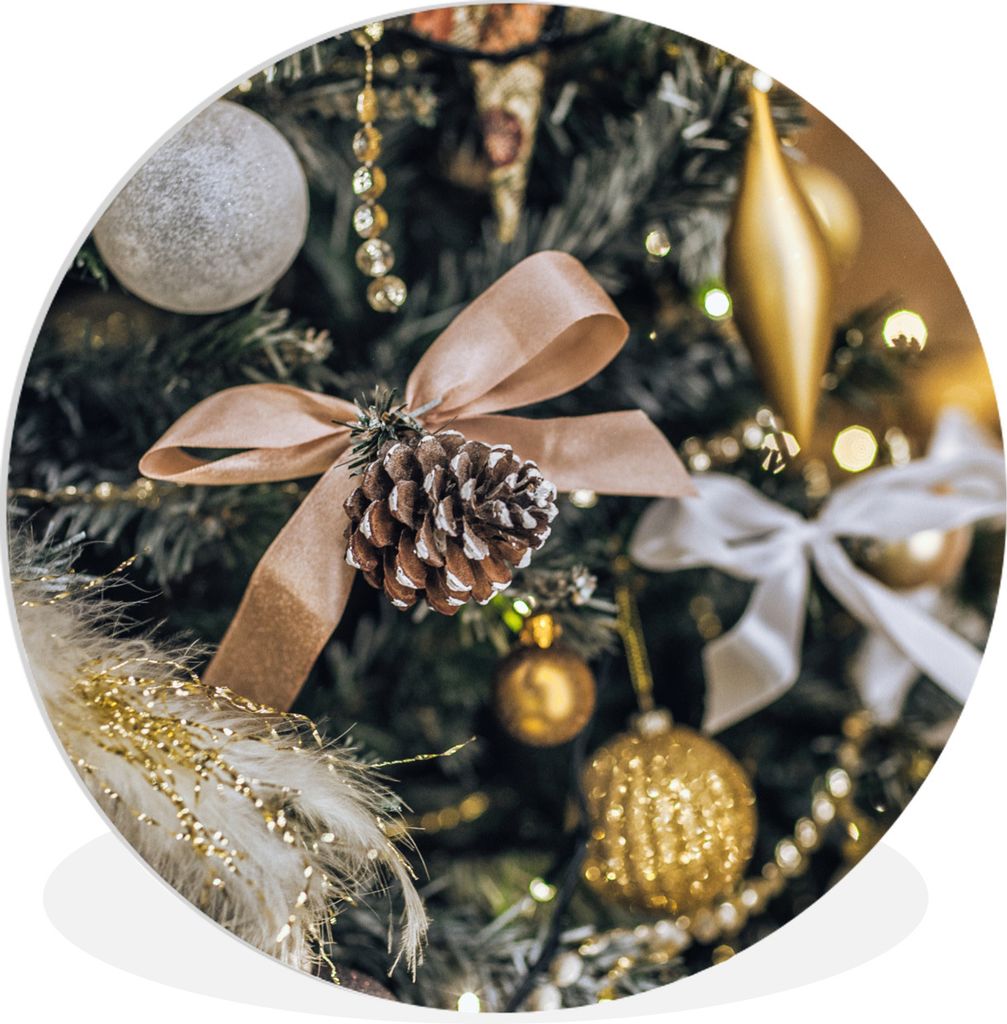 MuchoWow Rundes Wandbild - Runde Bilder Eine Nahaufnahme von Weihnachtsbaumschmuck Ø 30 cm Kreis Wanddekoration Kunststoff - Wandkreis - Wandsch...
