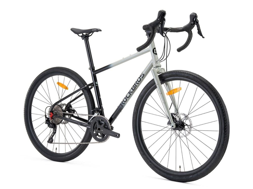 ROCKBROS SPT AL2 Rennrad 700C Aluminium mit 10 Gang Shimano TIAGRA race bike 4-Kolben Hydraulische Scheibenbremsen L(700C*470) Schwarz grau